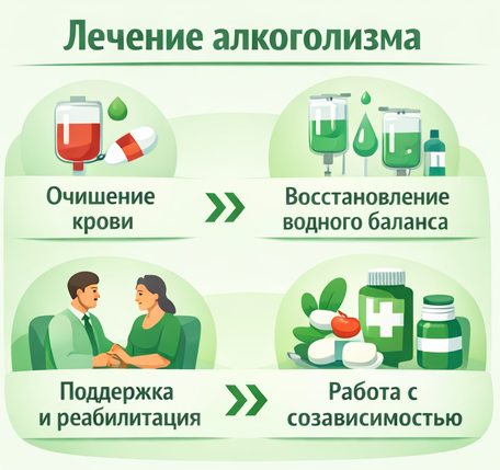 лечение алкоголизма в Мысках этапы